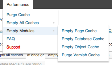 W3 Total Cache plugin - screenshot showing options to purge individual modules